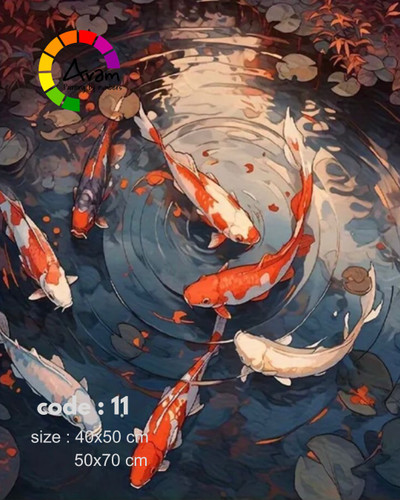 پک نقاشی با اعداد مدل برکه و ماهی کد AV _ 011